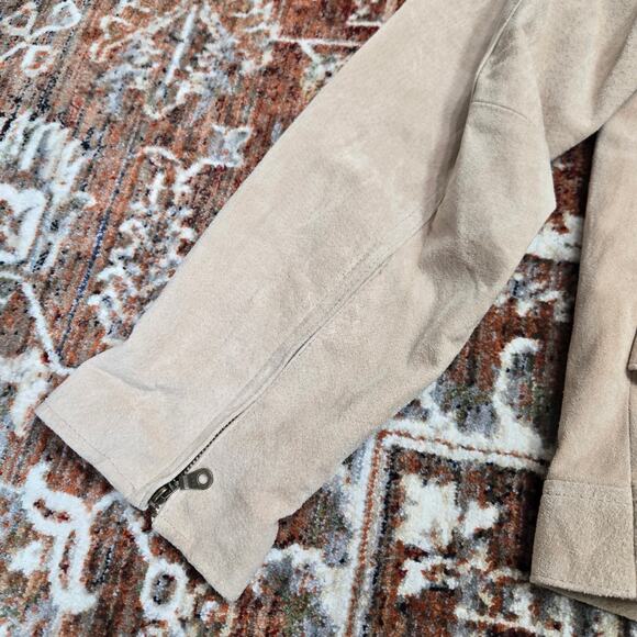 Denim & Co Leather Zip Up Jacket Brown Tan Buckle Accent - Picture 8 of 9